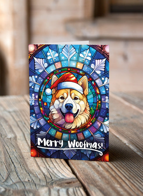 Akita in a Santa Hat Christmas Card